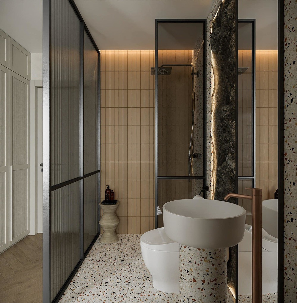 Nhà vệ sinh đơn giản nhưng vẫn khá tiện nghi.