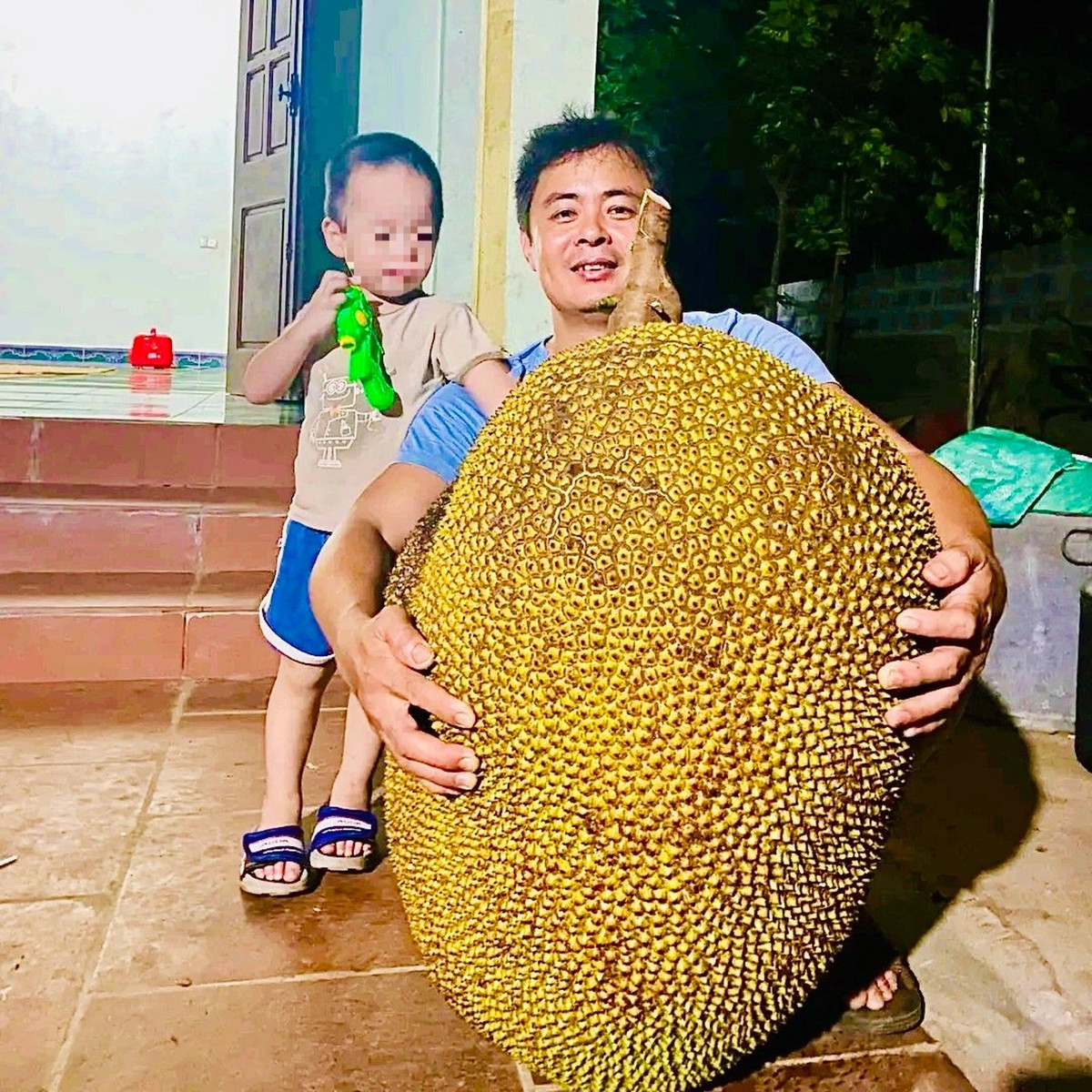 Trước đó, quả mít nặng 56kg ở xã Thành Vinh, huyện Thạch Thành, tỉnh Thanh Hóa cũng khiến cộng đồng mạng xôn xao. Ảnh: Đời sống &amp; pháp luật