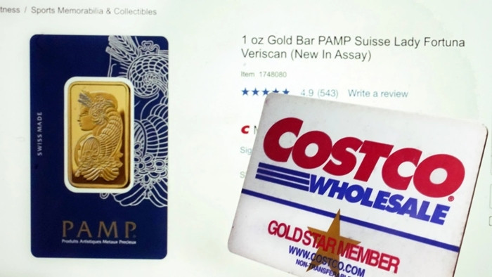 Ngoài những mặt hàng tương tự như một siêu thị bình thường, "ông lớn" bán lẻ quen thuộc tại Mỹ - Costco còn bán cả vàng miếng 24K với khối lượng 1 ounce (khoảng 8,3 chỉ vàng). Ảnh: CTV News