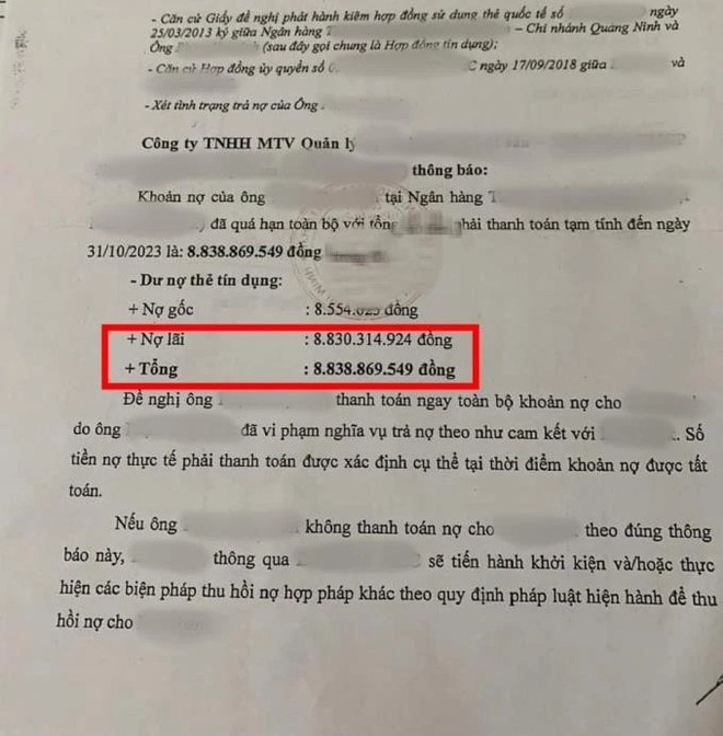 Nợ thẻ tín dụng 8,5 triệu, phải trả hơn 8,8 tỷ đồng, Eximbank nói gì? No the tin dung 8,5 trieu, phai tra hon 8,8 ty dong, Eximbank noi gi?