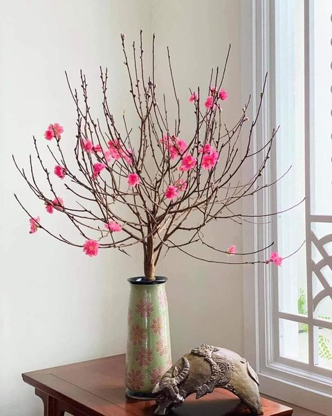 Chị Duyên (một tiểu thương tại Cầu Giấy, Hà Nội) cho biết, từ 22 tháng Chạp đến nay, mỗi ngày chị bán được cả trăm cành đào. Ảnh: Facebook