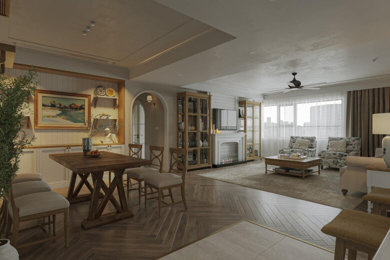 Bảo Thanh và ông xã Đức Thắng hiện sống cùng hai con trong căn nhà rộng 200m2, mang phong cách Farmhouse hiện đại. Ảnh: FB Bảo Thanh