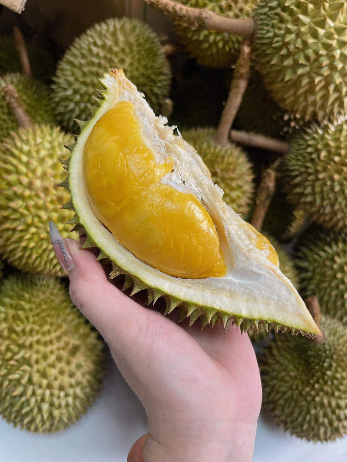 Khi bổ ra, cơm vàng, thịt ngọt, ngậy và thơm.