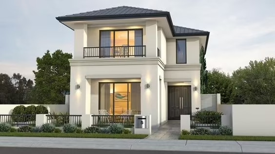 Nhà mái Nhật 2 tầng chữ L có kết cấu nhà vuông đơn giản, sử dụng gam màu trầm lạnh toát lên vẻ mát mẻ. Ảnh: Xaynhadeponline