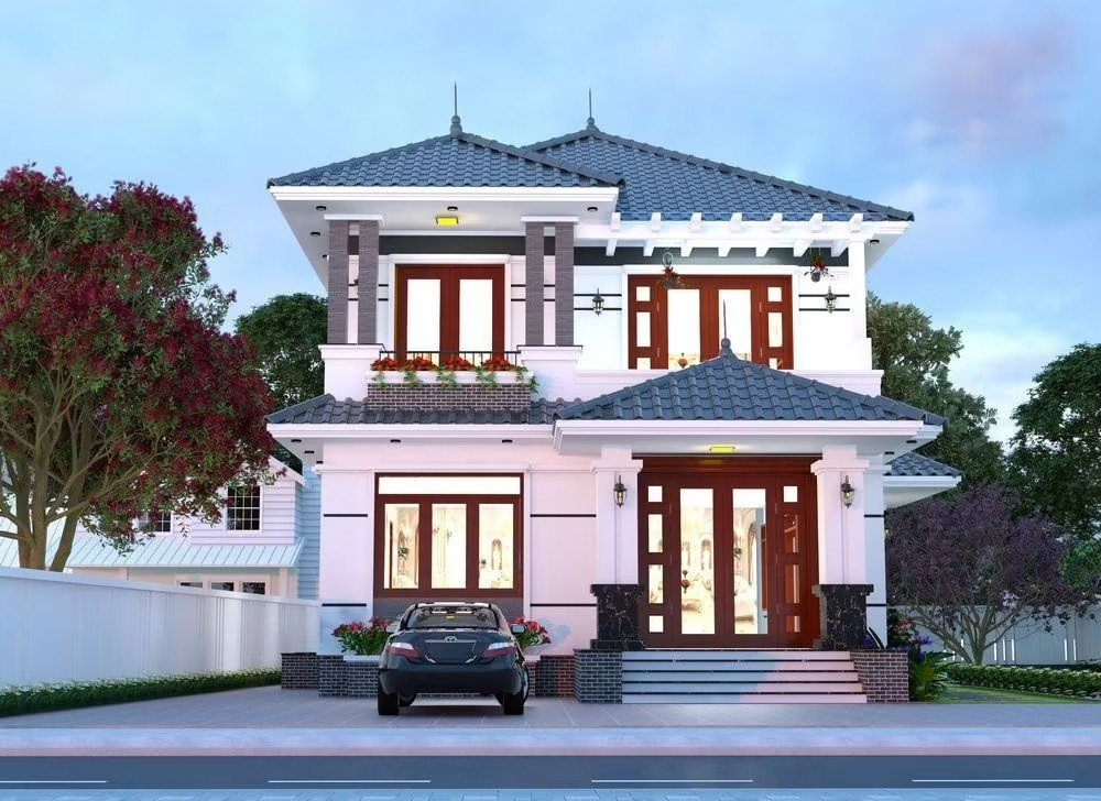 Mẫu nhà mái Nhật 2 tầng 4 phòng ngủ là lựa chọn lý tưởng cho những gia đình nhiều thế hệ. Ảnh: Xaynhadeponline