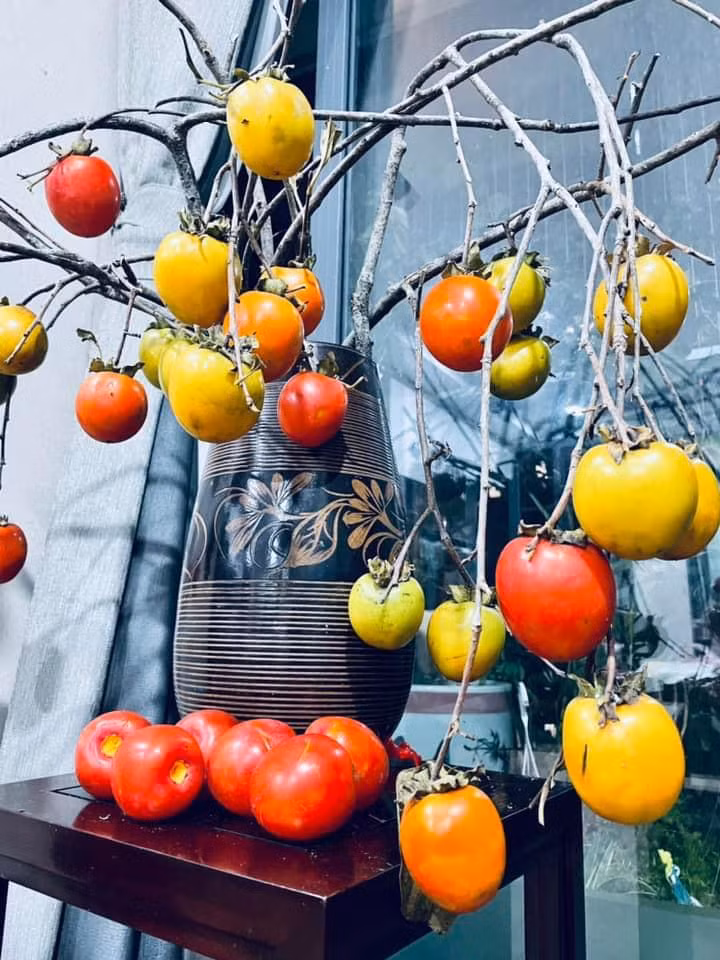 Ngoài hoa, Diễm Quỳnh cũng theo trend cắm cành quả. Ảnh: FB Dang Diem Quynh