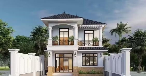 Nhà mái Nhật tân cổ điển kết hợp không gian tiểu cảnh, sân vườn giúp cho mẫu nhà toát ra vẻ đẹp đẳng cấp, ấn tượng. Ảnh: Xaynhadeponline