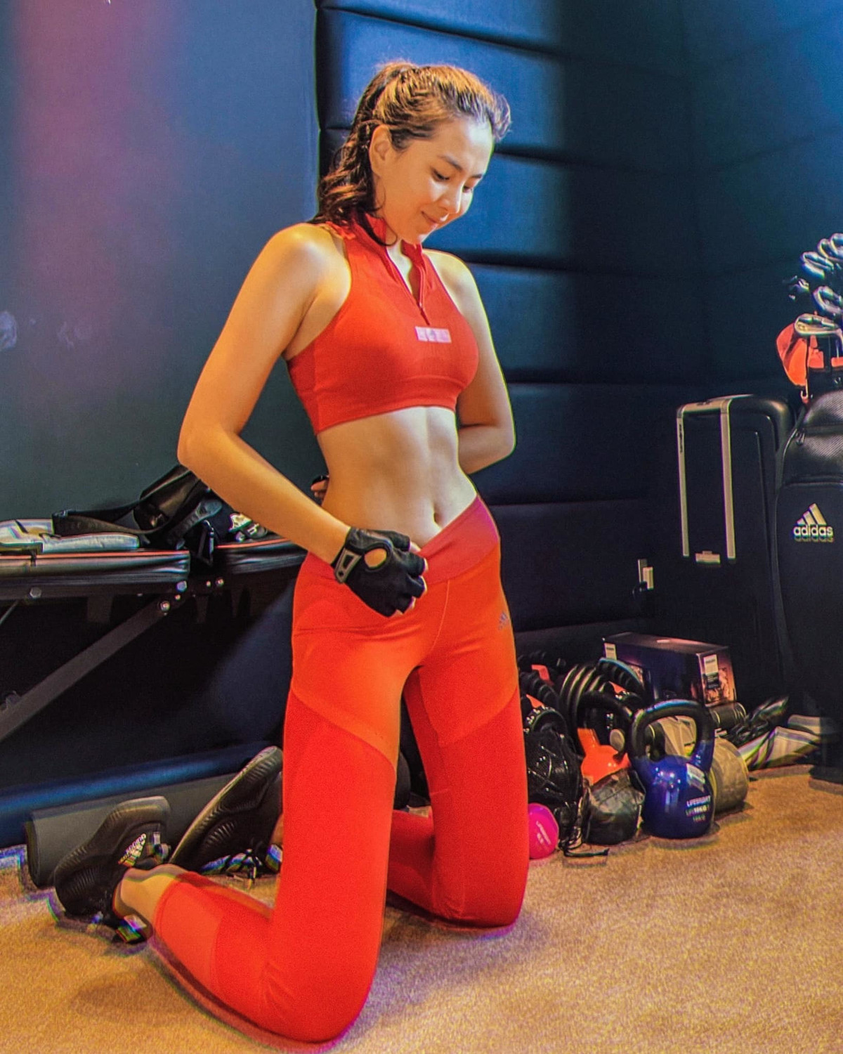 Yêu thích thể thao, MC Mai Ngọc dành một phòng trong nhà làm nơi luyện tập khi có thời gian. Nguồn ảnh; FBNV