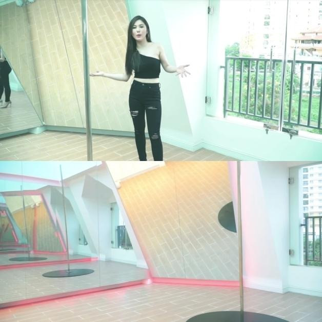 Trong nhà, Hương Tràm xây một phòng riêng để nữ ca sĩ luyện tập thể thao và luyện thanh. Ảnh: FBNV