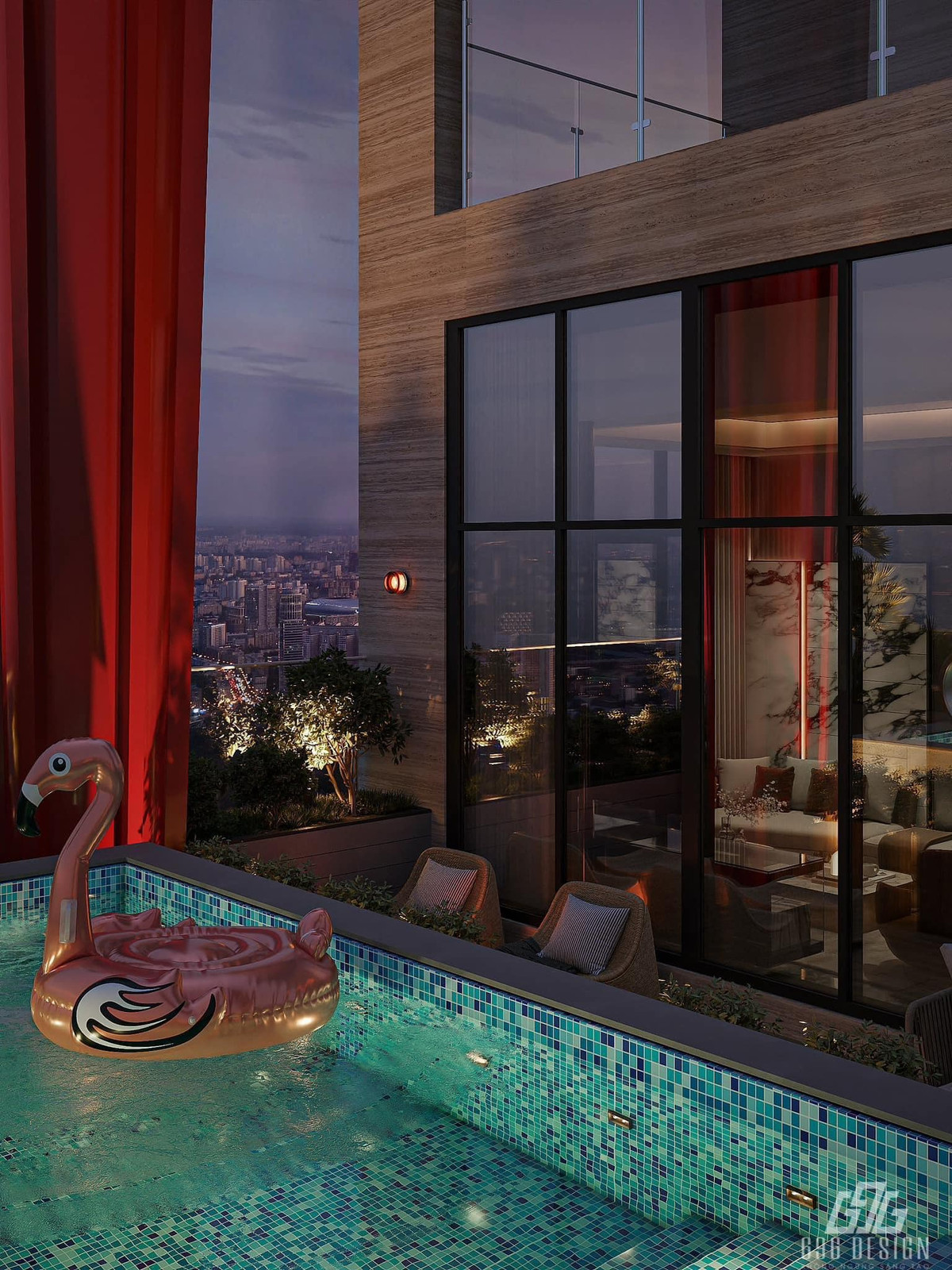 Từ đây, gia chủ vừa vui chơi, giải trí vừa có thể ngắm trọn khung cảnh thành phố. Ảnh: FB Hằng Túi