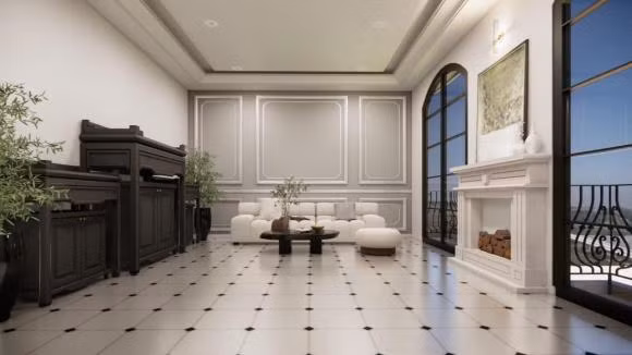 Thiết kế nhà mới của Quỳnh Lương xa hoa khiến nhiều dân mạng gọi đây là "biệt phủ". Ảnh: FBNV