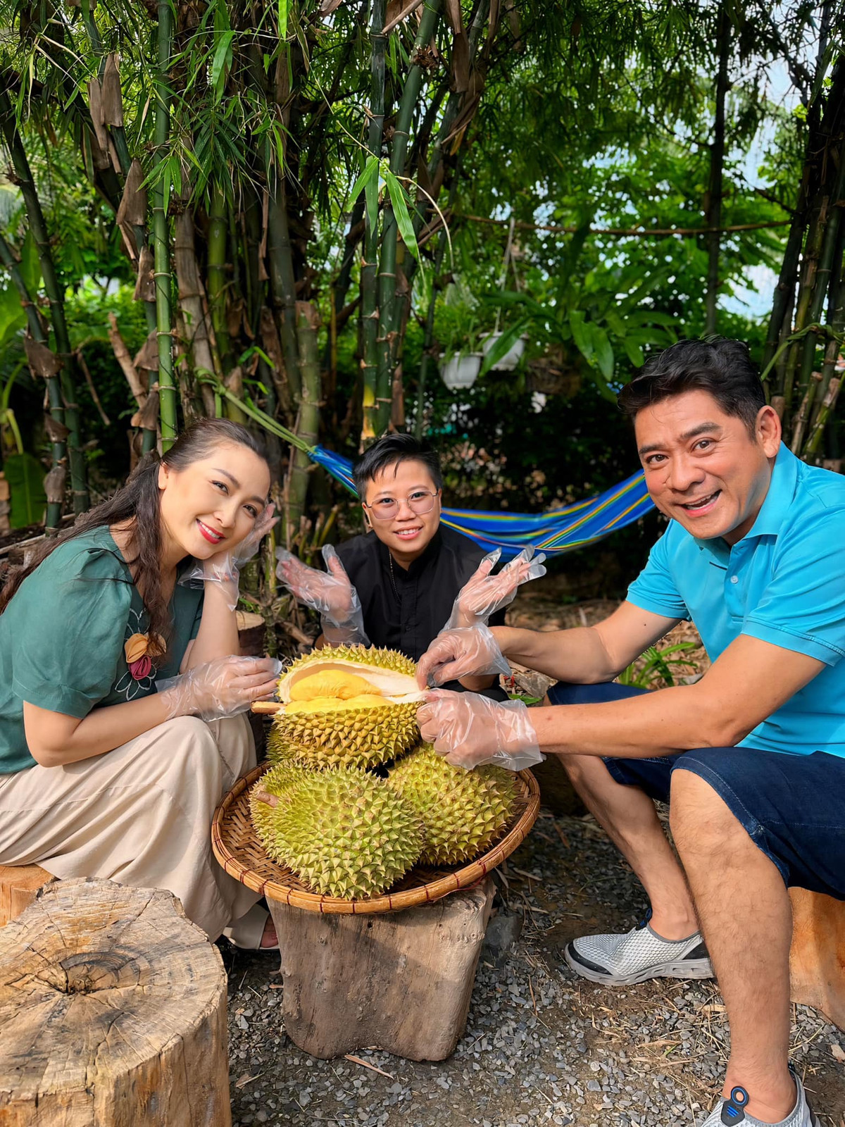 Tại đây, nam tài tử đình đám một thời trồng nhiều loại cây ăn quả như dừa, mít, sầu riêng, măng cụt, ổi... Ảnh: FB Huỳnh Anh Tuấn