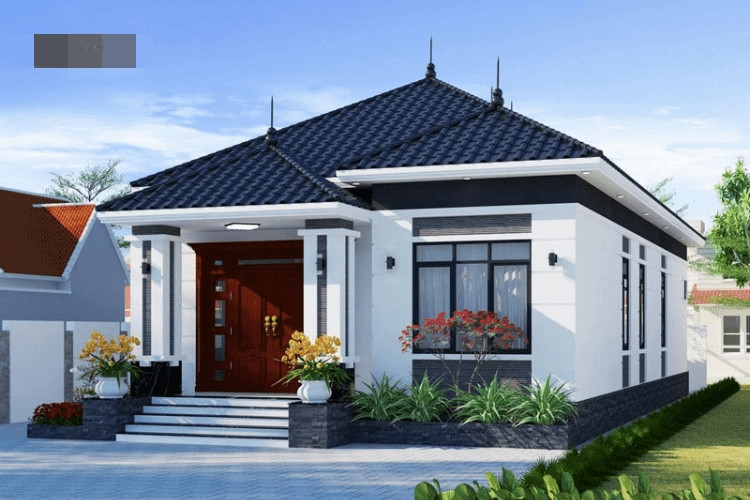 Nhà cấp 4 mái Nhật mang phong cách hiện đại sử dụng cửa nhôm kính giúp tiết kiệm chi phí. Ảnh: Tostem