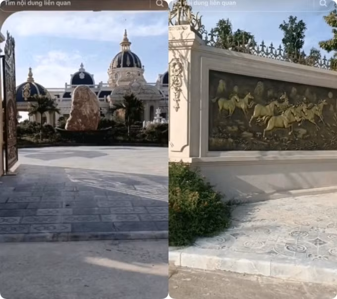 Ngay từ bên ngoài, căn biệt thự đã khiến dân tình phải xuýt xoa với hàng rào kiên cố, vững chãi, cánh cổng được mạ vàng tinh xảo đến từng chi tiết. Ảnh: Taitien_12