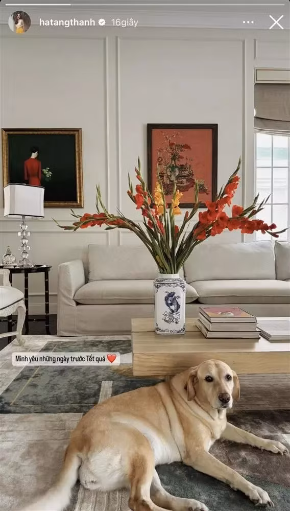 Dù trang trí đơn giản nhưng phòng khách trong nhà Tăng Thanh Hà vẫn rất sang.