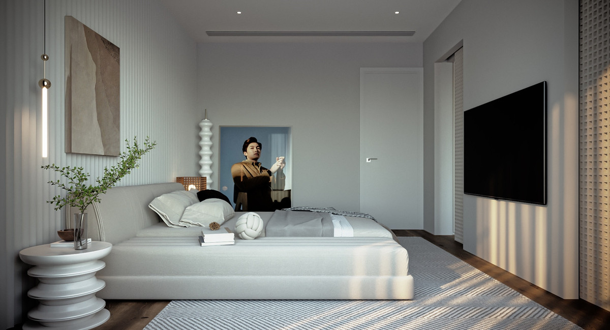 Cuối năm 2022, Đình Tú chia sẻ những hình ảnh căn hộ mới sắm có màu chủ đạo tông trắng, được thiết kế hiện đại, đẹp mắt.