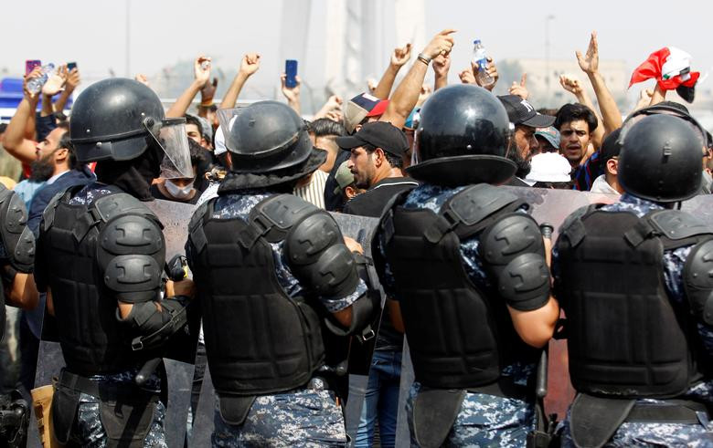 Lực lượng an ninh Iraq được triển khai để trấn áp người biểu tình ở Baghdad tuần trước.