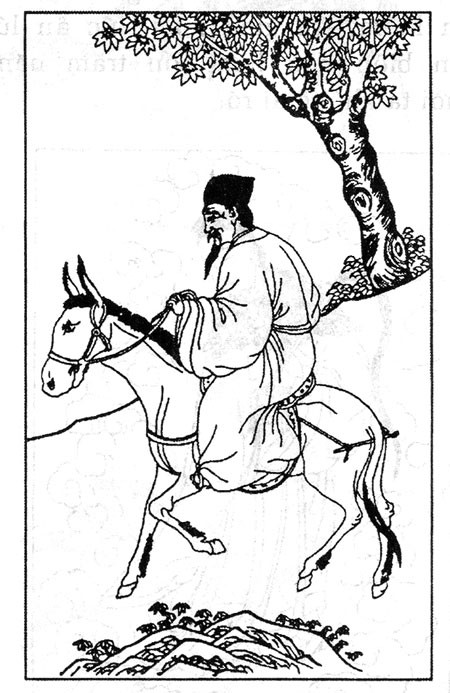  Trương Quả Lão: Trương Quả Lão là người có thực trong lịch sử. Ông là đạo nhân đời Đường, tên Trương Quả. Chữ Lão là tiếng tôn xưng đối với ông. Ông tự xưng là đã vài trăm tuổi. Võ Tắc Thiên từng mời ông vào triều, ông từ chối. Huyền tông là người mê pháp thuật, từng định gả công chúa cho ông, nhưng Trương Quả cương quyết từ chối, quay về núi. Từ đó không thấy xuất hiện. Truyền thuyết ông nhận đạo nơi Thiết Quài Lý. Thường thường ông cỡi ngược con lừa đen nhỏ, một ngày đi ngàn dặm. Ông cầm một gậy tre, vừa đi vừa ca hát thong dong. Ông thường diễn xuất các loại phép tắc, là một lão ông râu tóc bạc phơ, có dáng u mặc.