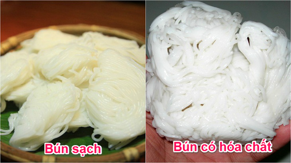 Để phân biệt chính xác bún mì có ngâm formaldehyde hay không rất khó. Dù vậy, bạn có thể tham khảo màu sắc bên ngoài của chúng. Bún “sạch” thường sớm bị oxy hóa khi tiếp xúc với không khí nên sẽ có màu vàng sậm, không có ánh sáng trắng. Trong khi đó, bún ngâm formaldehyde có xu hướng giòn hơn, trông trắng sáng bắt mắt.