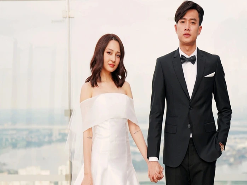 Tháng 5/2020, Quốc Trường - Bảo Anh tham gia dự án điện ảnh Thoát ế sau đổi tên thành Bẫy ngọt ngào và nên duyên vợ chồng trên màn ảnh. Ảnh: Người Lao Động.