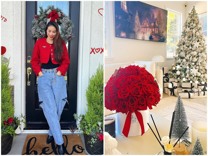 Ở Mỹ, Phạm Hương trang trí nhà cửa trước một tháng để đón Giáng sinh. Ảnh: Instagram.