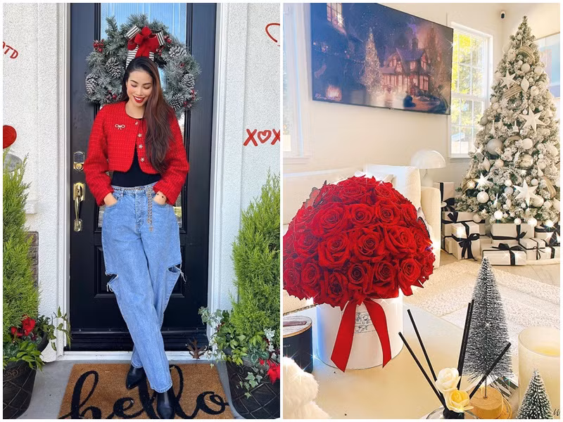 Ở Mỹ, Phạm Hương trang trí nhà cửa trước một tháng để đón Giáng sinh. Ảnh: Instagram.