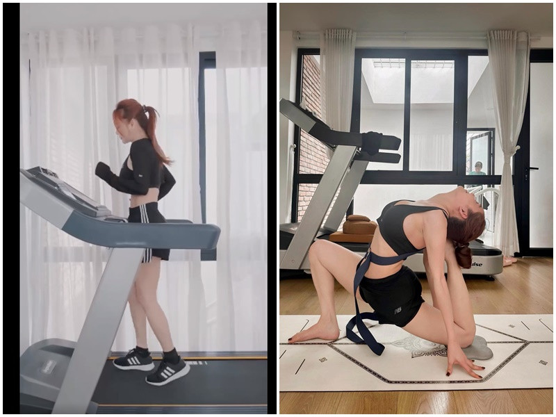 Nhã Phương lấy lại vóc dáng thon gọn nhờ chăm cho con bú sữa mẹ, tập luyện yoga, chạy bộ.