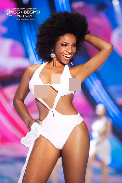 Thí sinh Huỳnh Thị Cẩm Tiên cao 1m66, có số đo ba vòng 100-71-105 cm.