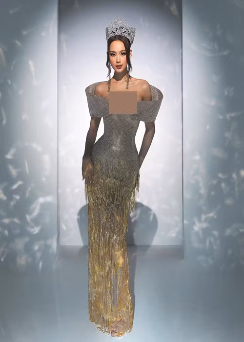 Là đương kim Hoa hậu Liên lục địa, Bảo Ngọc vừa hé lộ chiếc đầm Power of beauty trong màn final walk.