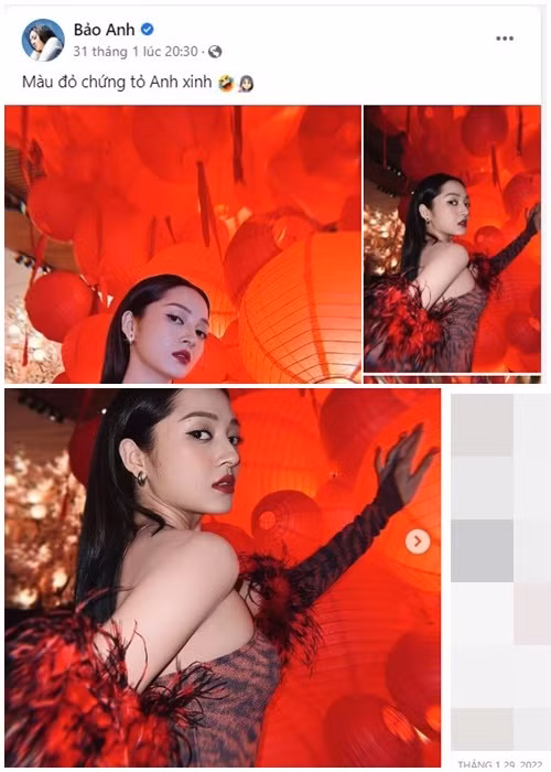 Tháng 1/2023, Bảo Anh tiếp tục vướng tin đồn mang thai. Nhiều cư dân mạng phát hiện, trong một số bài viết, Bảo Anh sử dụng lại ảnh cũ. Ngoài ra, Bảo Anh gần như vắng mặt trong các sự kiện giải trí. Sau đó, khi nữ ca sĩ đăng ảnh mặc bikini, nhiều khán giả đặt nghi vấn Bảo Anh sinh con bởi cho rằng bụng của Bảo Anh có vết rạn. Ảnh: FBNV.