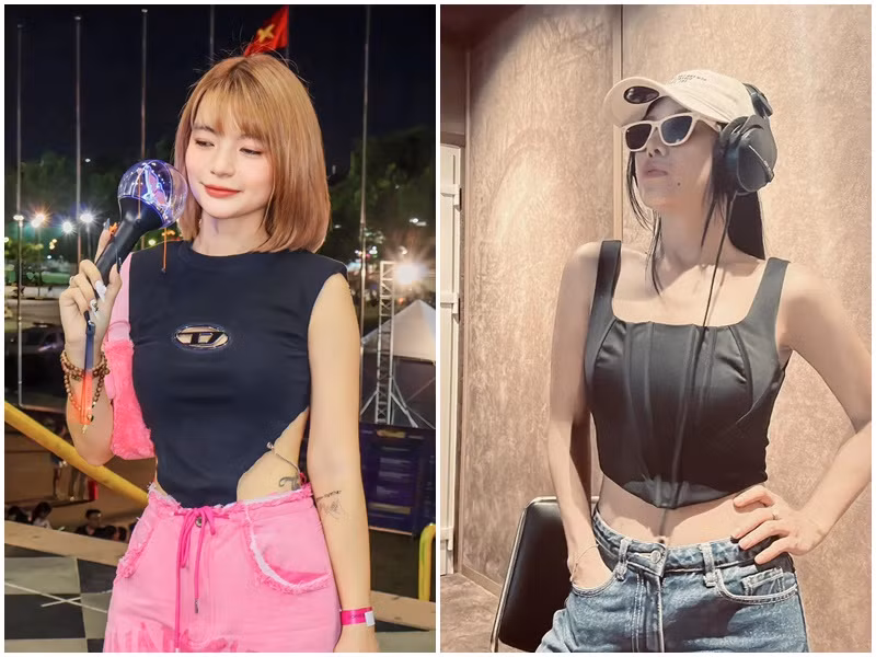 Nam Thư và Thảo Vy ăn mặc trẻ trung, gợi cảm ở đời thường.