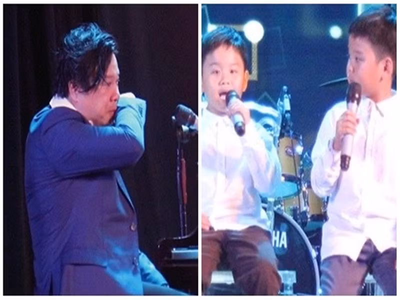 Tháng 7/2023, nhạc sĩ Thanh Bùi đánh đàn piano và hát bè ca khúc Ba kể con nghe cùng các học trò và hai con tại một buổi diễn ở TP HCM. Sau khi trình diễn, nam nhạc sĩ khóc nức nở. Theo Thanh Bùi, bản thân anh tự thấy đang làm rất tốt vai trò người cha, thể hiện qua việc các con ngày nào cũng vui vẻ, hạnh phúc. Ảnh: Người Đưa Tin.