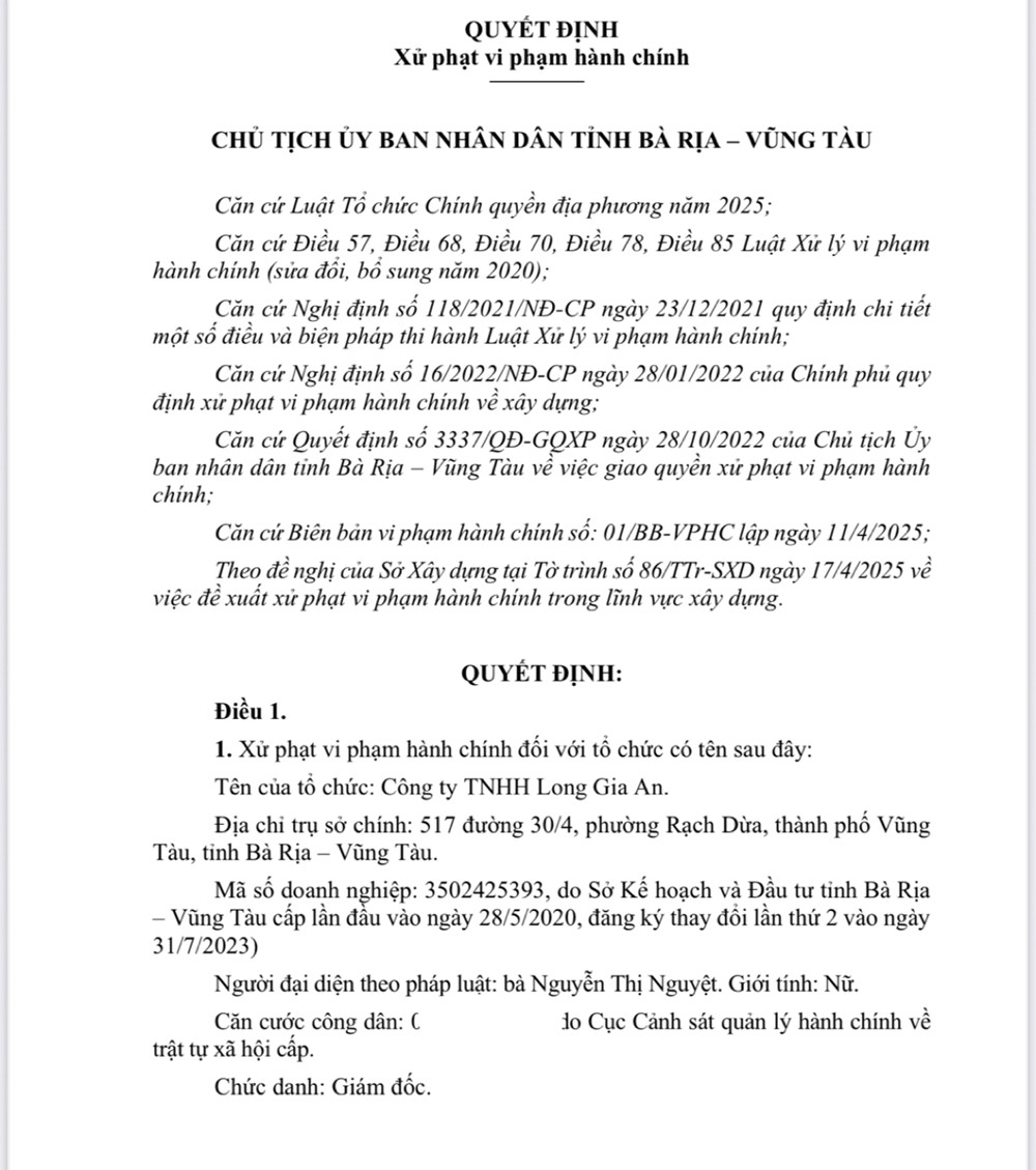 Biết gì về Công ty Long Gia An vừa bị phạt nửa tỷ đồng? Biet gi ve Cong ty Long Gia An vua bi phat nua ty dong?