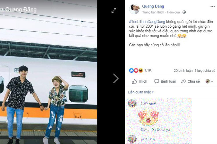 Ca sĩ Quang Đăng - Thái Trinh động viên tinh thần các thí sinh của kỳ thi THPT 2019.