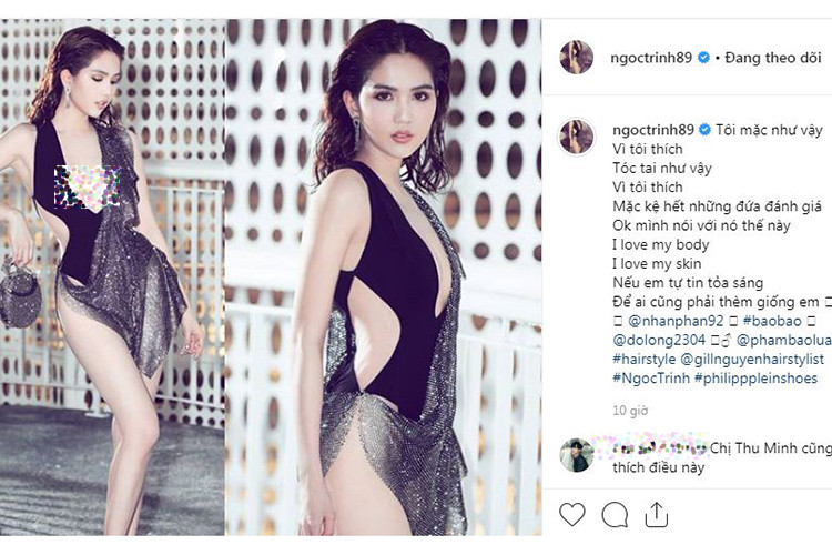 Để đáp trả antifan, Ngọc Trinh dã chế lời bài hát "I am diva" của ca sĩ Thu Minh. 