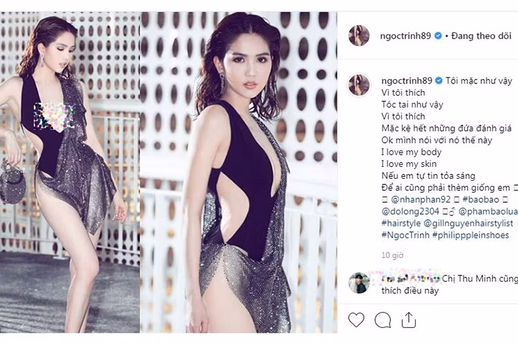 Để đáp trả antifan, Ngọc Trinh dã chế lời bài hát "I am diva" của ca sĩ Thu Minh. 