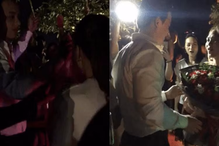 Mai Tài Phến từng bị bắt gặp ân cần lau mồ hôi, ôm vai Mỹ Tâm tại một bữa tiệc. Ảnh: Thế giới trẻ