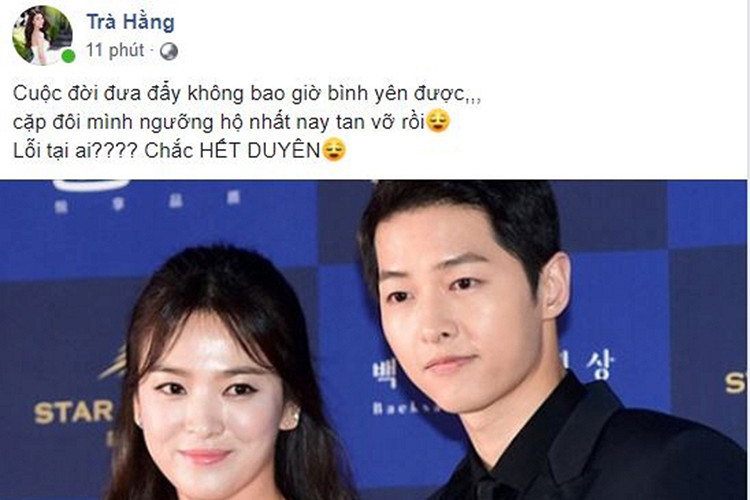 Trà Ngọc Hằng cho rằng Song Hye Kyo và Song Joong Ki đã hết duyên.