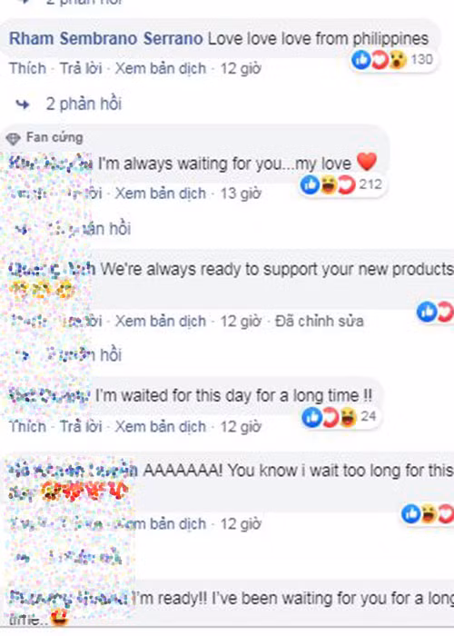 Các fan quốc tế cũng bày tỏ sự quan tâm trước những chia sẻ của nam ca sĩ gốc Thái Bình.