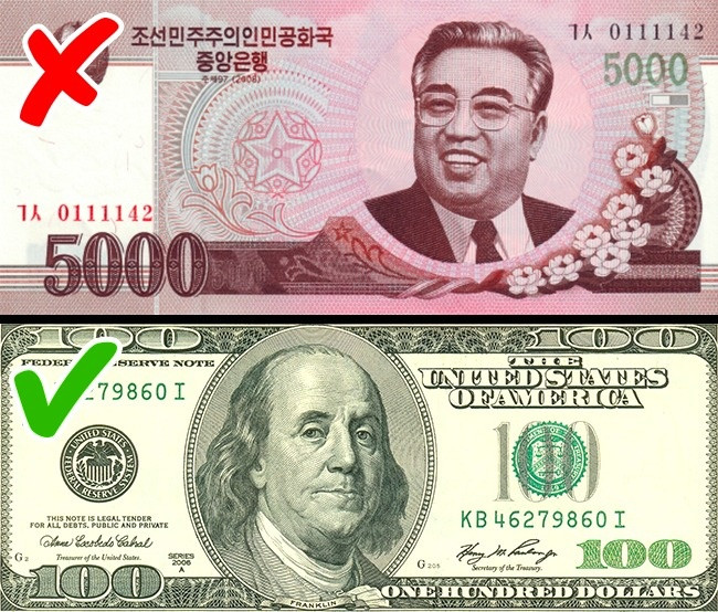 3. Người nước ngoài không thể sử dụng tiền Triều Tiên: Khách du lịch không được phép sử dụng đồng tiền quốc gia Triều Tiên. Trong các cửa hàng địa phương cho người nước ngoài, du khách có thể thanh toán bằng euro, yuans, wons Hàn Quốc và thậm chí cả đô la Mỹ.