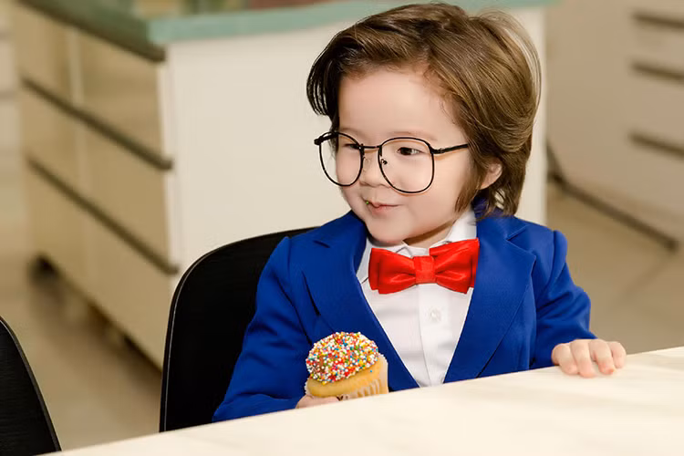 Giống như bé Mộc Trà, bé Túc Mạch cũng được mẹ cho ăn vận cực kỳ sành điệu, đặc biệt khi đi học, đi chơi.