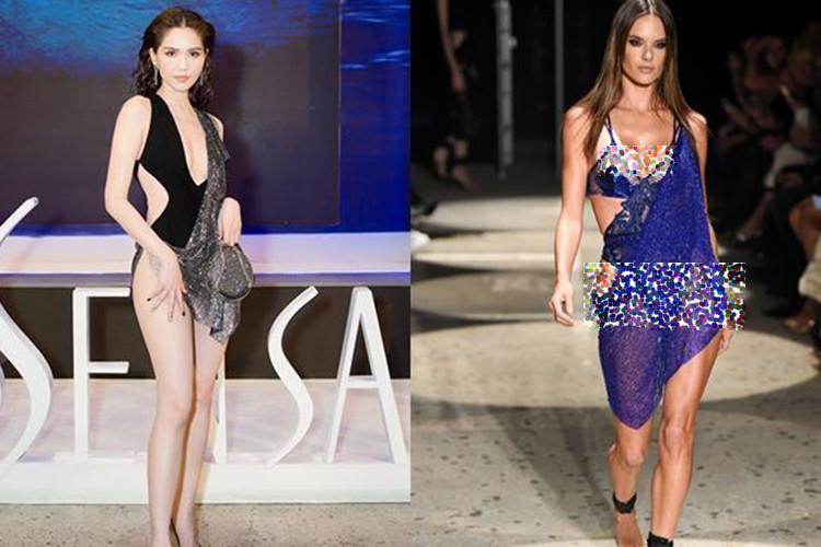 Alessandra Ambrosio diện mẫu váy của thương hiệu Julien Macdonald tại show diễn năm 2018. Ảnh: Bestie