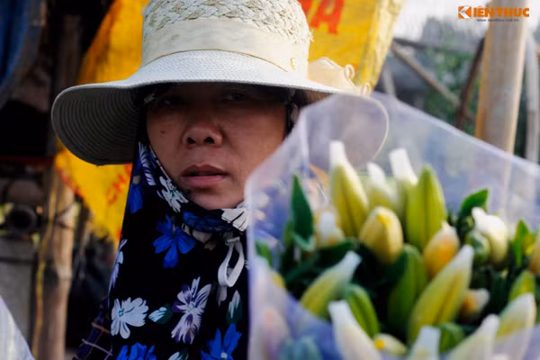 Chị Huyền buồn bã bên những bó hoa ly vừa thu hoạch của gia đình. "Chắc sang năm gia đình tôi tính chuyển sang trồng cây khác thôi, cứ như năm nay thì mất hết", chị Huyền giãi bày.