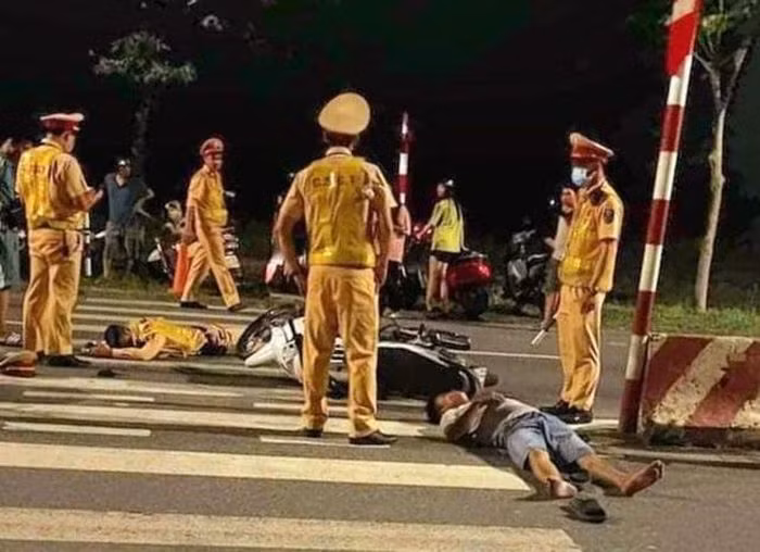 Thanh nien tron do nong do con, lao thang vao CSGT o Vinh Phuc