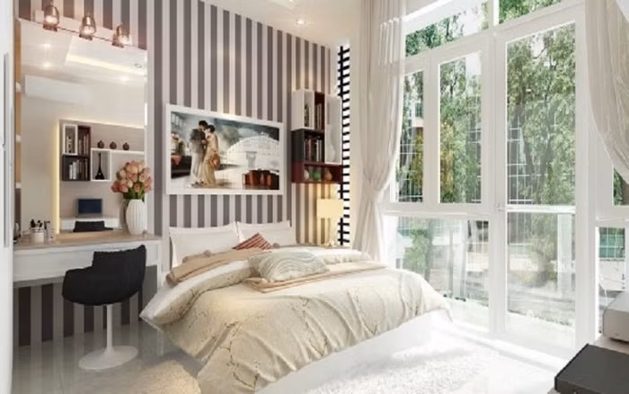 Còn đây là phòng ngủ thoáng mát dành cho con trai gia chủ.