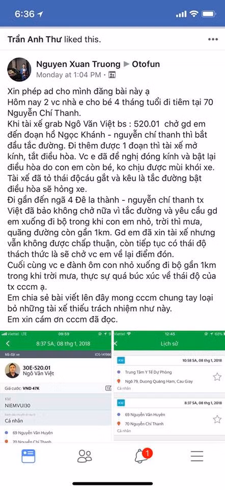 Dòng trạng thái của nickname facebook Nguyen Xuan Truong trên trang mạng xã hội Otofun. Ảnh chụp màn hình: FB Otofun.