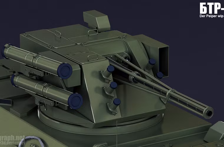 Hỏa lực của dòng xe thiết giáp BTR-4M thuộc hàng “khủng”, vượt trội cả BTR-82A của Nga. Cụ thể, nó được tích hợp module tháp pháo BM-7 Parus với pháo tự động ZTM-1 30mm, súng phóng lựu 30mm, đại liên 7,62mm và tối đa 4 tên lửa chống tăng Barrier. Nguồn ảnh: Ukroboronprom