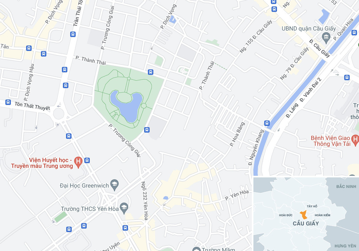 Vị trí của công viên Cầu Giấy. Ảnh: Google Maps.