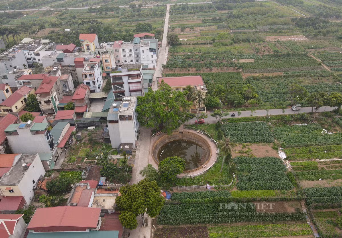 Nhìn từ trên cao, giếng cổ án ngữ ở đầu làng, bên cạnh giếng còn có một cây đa lớn, mang dáng dấp, hồn cốt của làng quê Việt Nam.