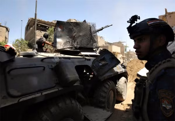 Xe quân sự tham gia chiến dịch giải phóng Mosul. Ảnh: FNA.